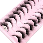 Cat Eye Wispy Mink Lashes – 10 Pairs, Natural Fluffy Long & Short False Eyelashes