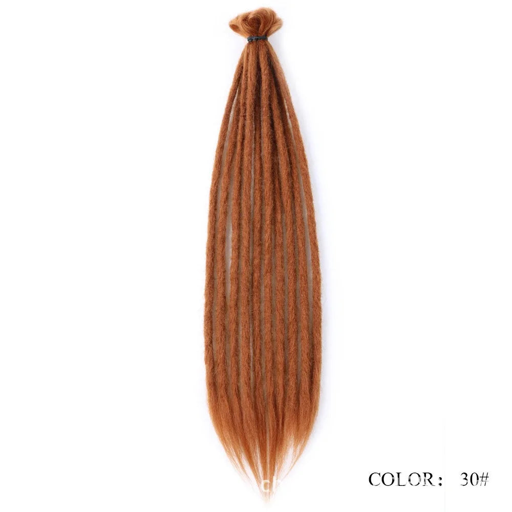 24" Straight Dreadlock Clip-In Extensions – 10 Strands Soft Synthetic Hair