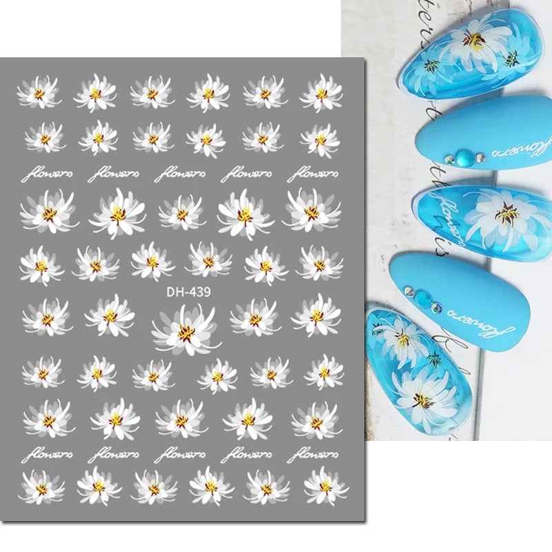 3D Y2K Hibiscus Floral Nail Stickers