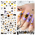 3pcs Halloween Nail Stickers – Pumpkin & Bat 3D Decals