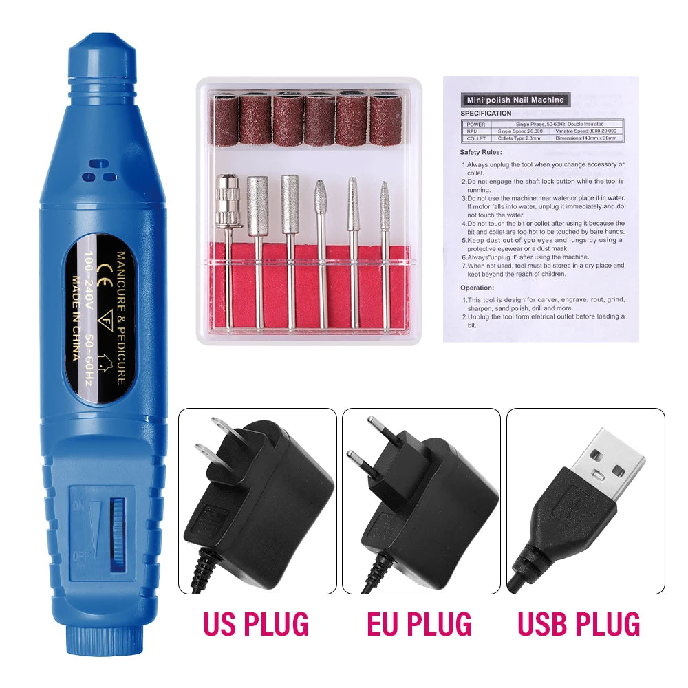 Electric Nail Drill Machine – Professional Manicure Milling Cutter & Nail Art Drill Pen for Salon Use