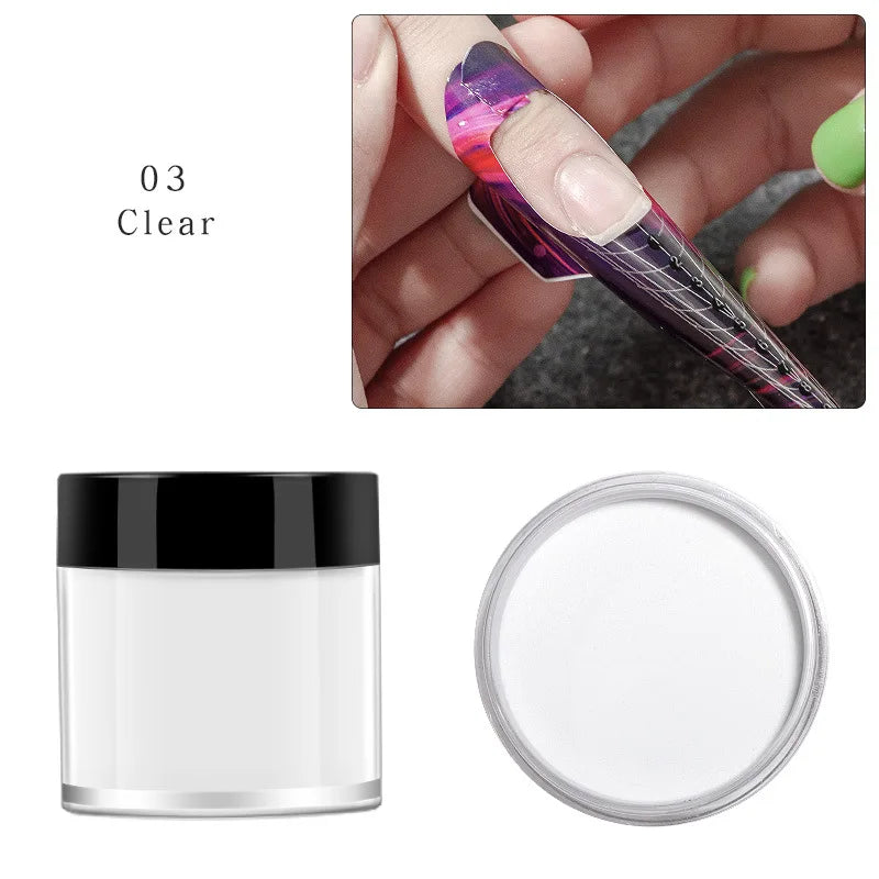 10g White Pink Clear Acrylic Powder – Professional Polymer for Carving, 3D Art, Dip & French Nail Extensions