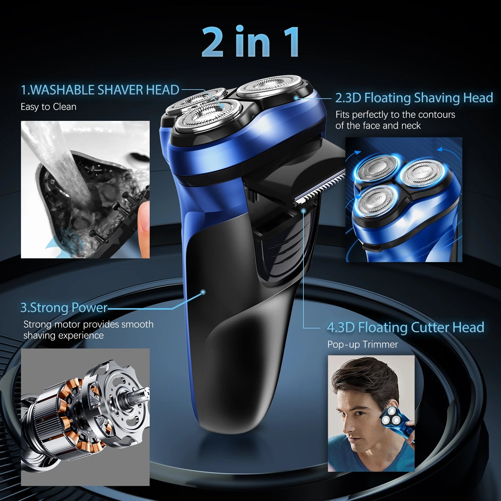 Rechargeable Electric Razor for Men – Portable Rotary Shaver & Beard Trimmer, Ideal Travel Grooming Gift