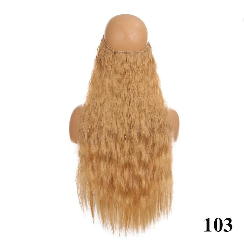 Fish Line Hair Extensions – Straight & Curly, 40/50/60cm, Daily Wear