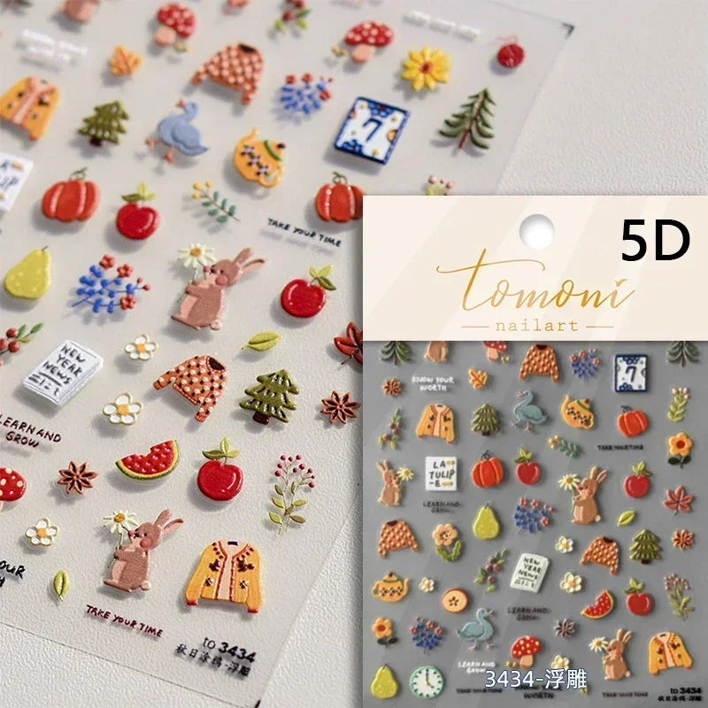 Sunflower & Autumn Harvest Nail Art Stickers
