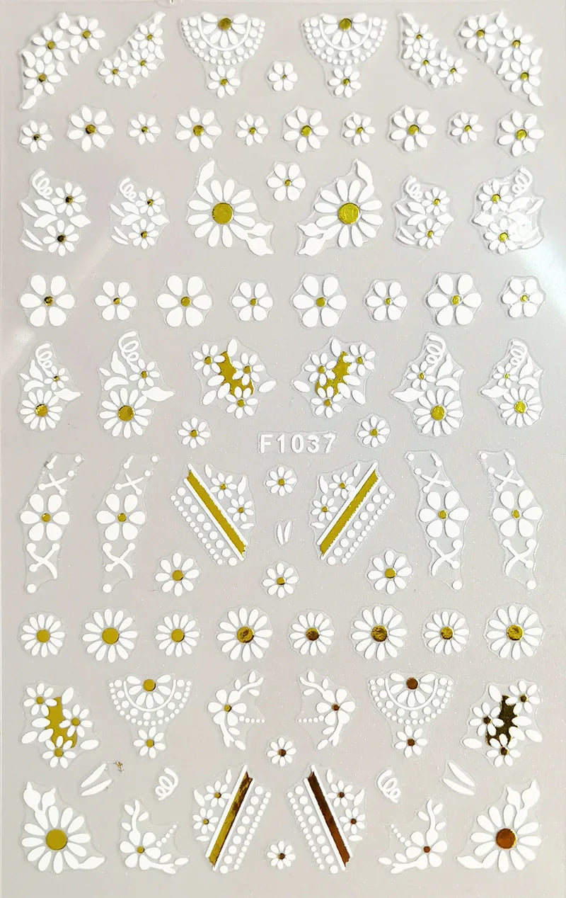 3D Floral & Butterfly Nail Art Stickers Decals