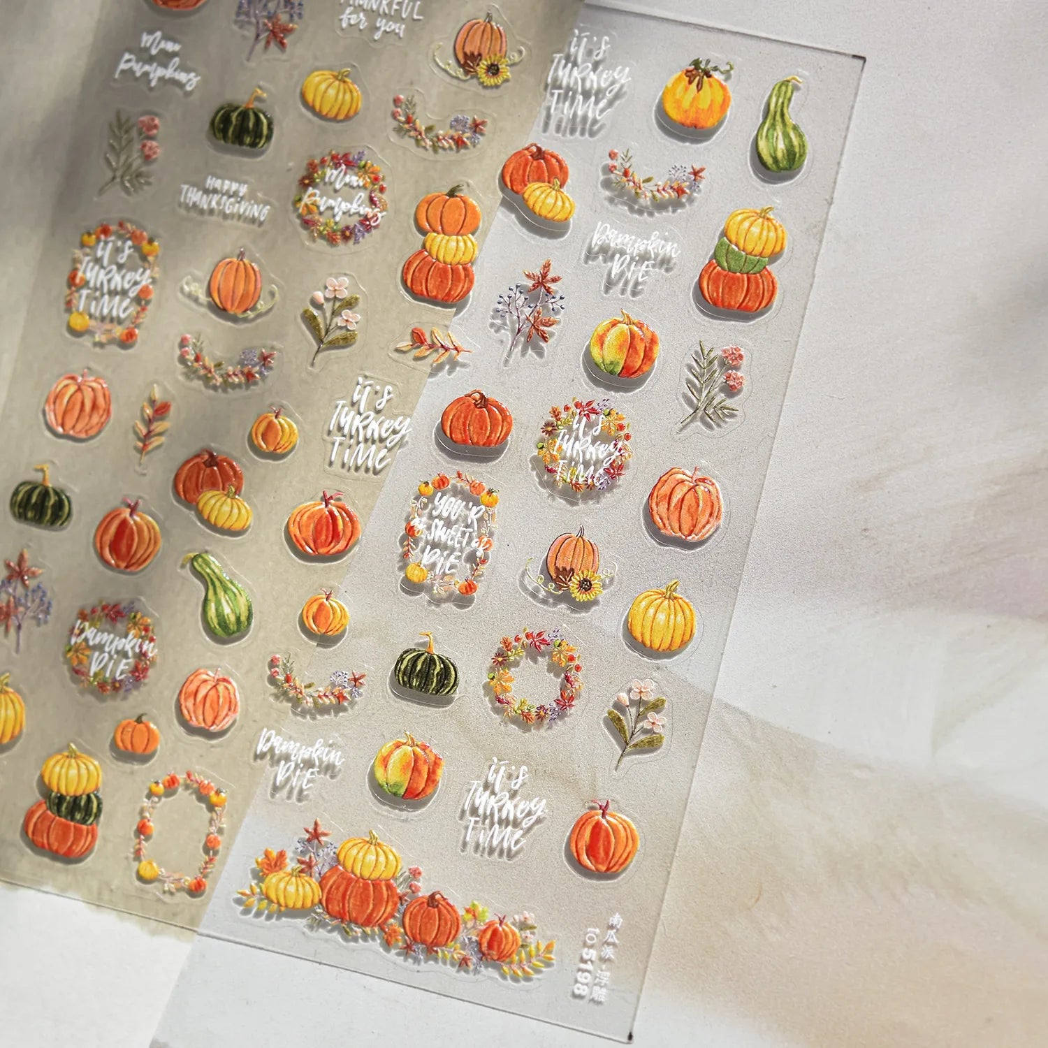 Autumn Maple & Ginkgo 5D Nail Art Stickers – Pumpkins, Ladybugs & Mushrooms