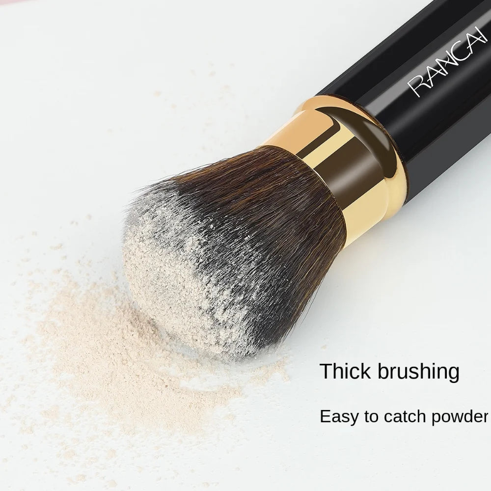 Luxury Mini Retractable Face Brush – Pink & Black, Portable Powder & Highlight Perfection