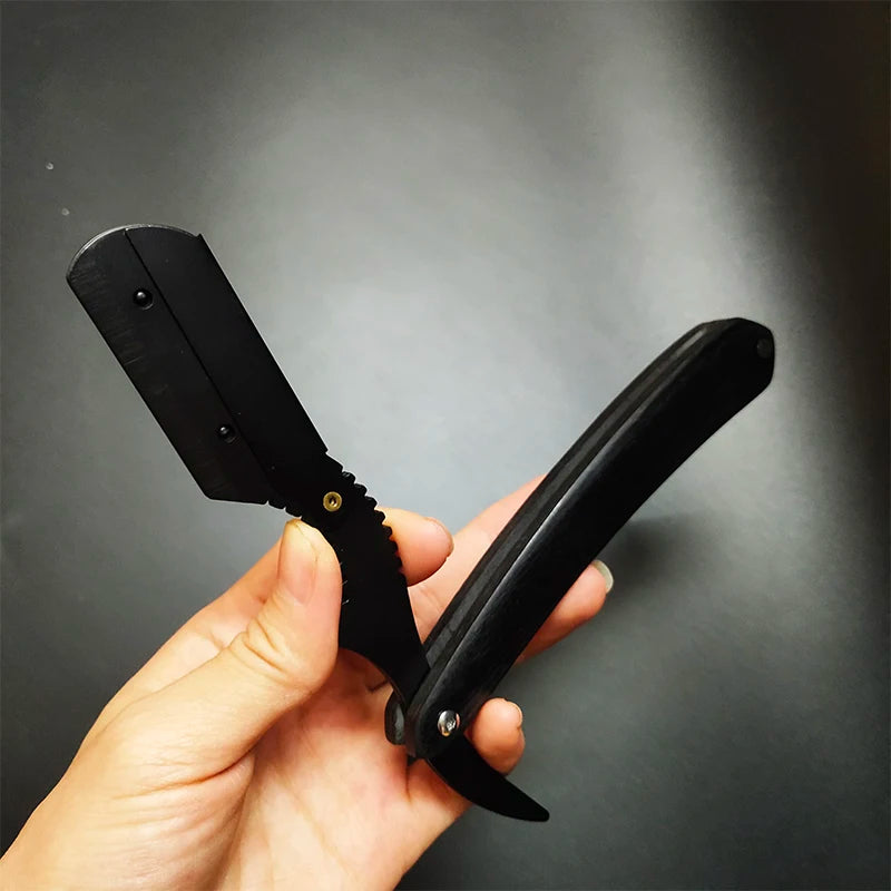 2-Color Wood Handle Shaving Razor – Professional Barber & Eyebrow Razor for Men