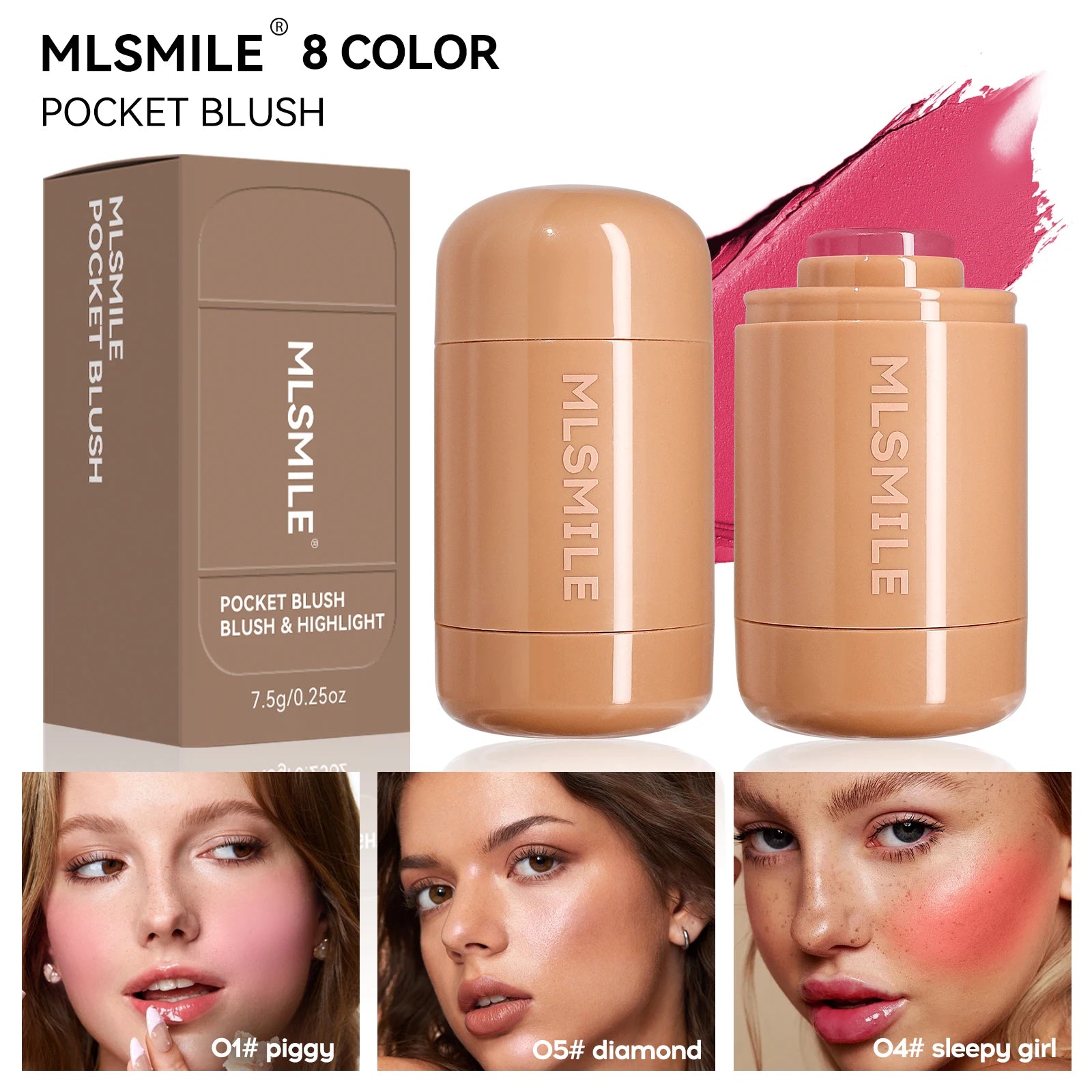 Natural Matte Blush Makeup – Waterproof, Long-Lasting, Moisturizing & Lightweight Blendable Highlight Blush