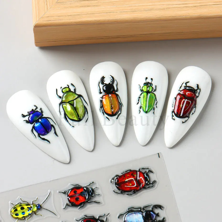 5D Crustacean & Insect Nail Art Stickers – Embossed Self-Adhesive Decals