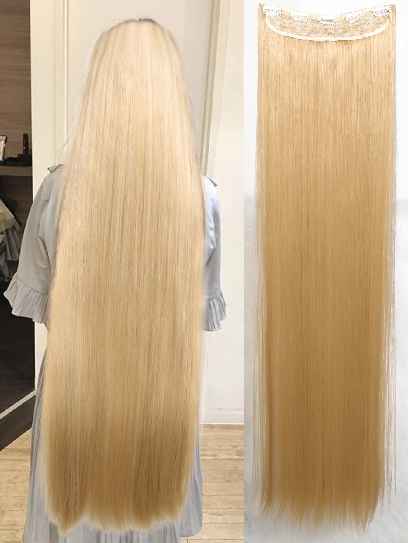 5-Clip 80cm Synthetic Hair Extensions – Straight, Black/Brown/Blonde