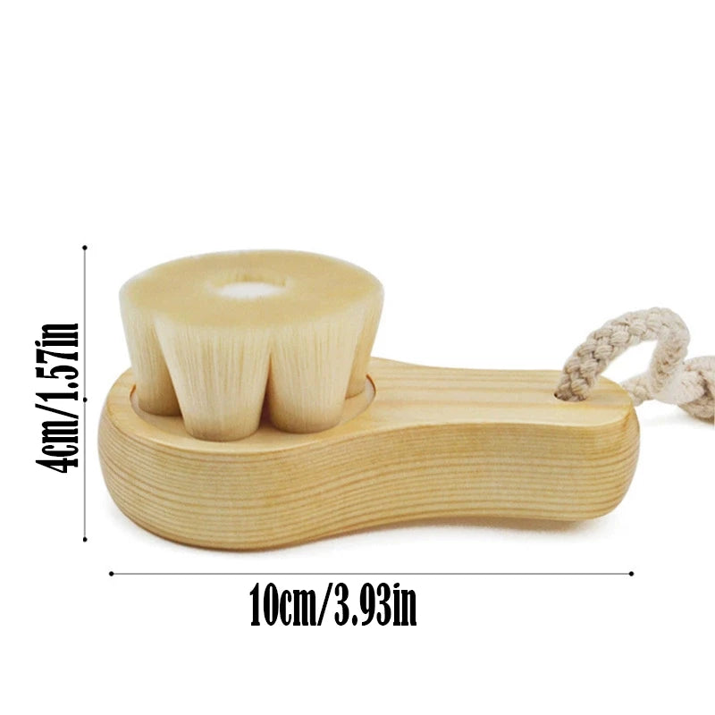 1Pc Wooden Facial Cleansing Brush – Exfoliating Bamboo Hair Face Massage & Skincare Brush