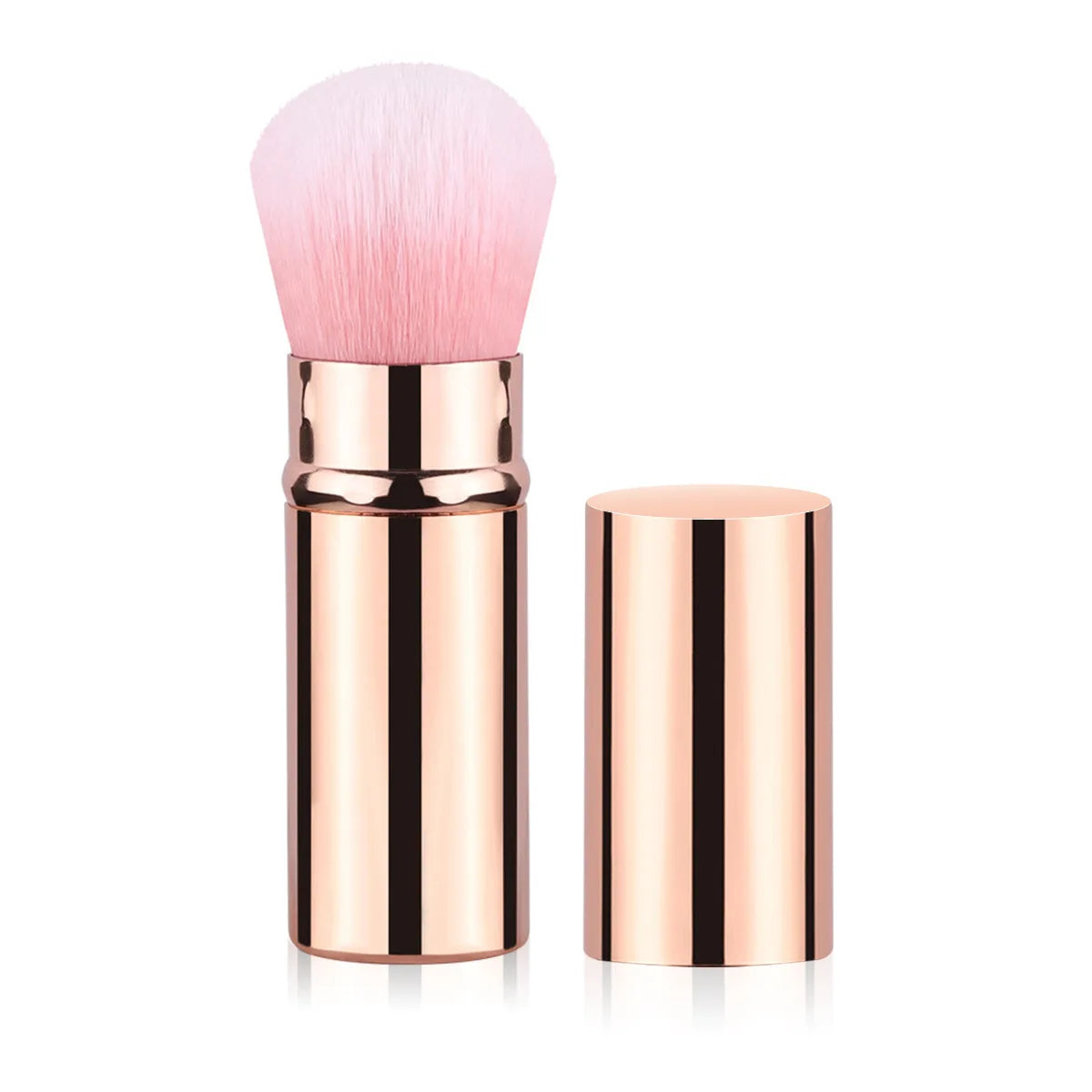 Luxury Mini Retractable Face Brush – Pink & Black, Portable Powder & Highlight Perfection