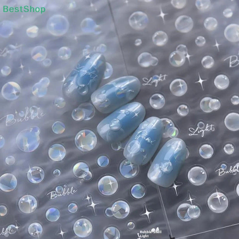 3D Summer Ocean Nail Stickers – Shell, Bubble & Dolphin Decals