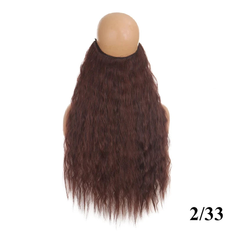 Fish Line Hair Extensions – Straight & Curly, 40/50/60cm, Daily Wear
