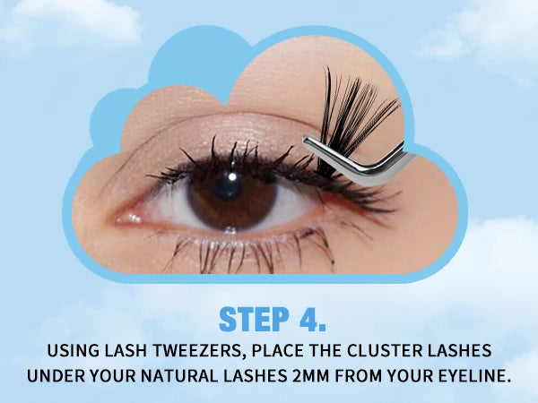 DIY Lash Extension Kit – 280 Clusters with Bond, Seal, Remover & Tweezers (40/50 Pack)