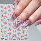 3D Aurora Shell Butterfly Nail Sticker – Pink & Purple, 8×10 cm