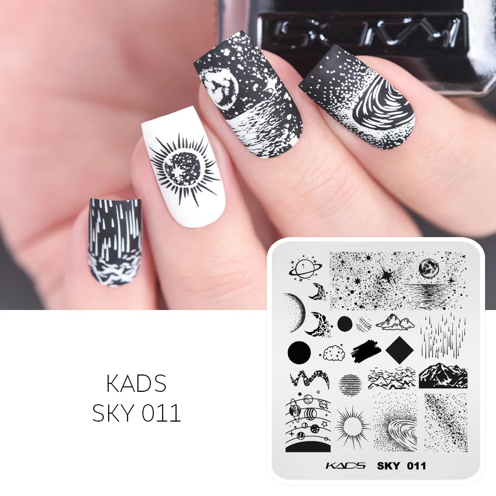 KADS Sky 011 Nail Stamping Plate – Moon & Galaxy Design Stainless Steel Template