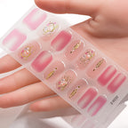 Dopamine Color 5-Sheet Nail Sticker Set – 80 Tips, 3D Foil & Line Full-Cover Wraps