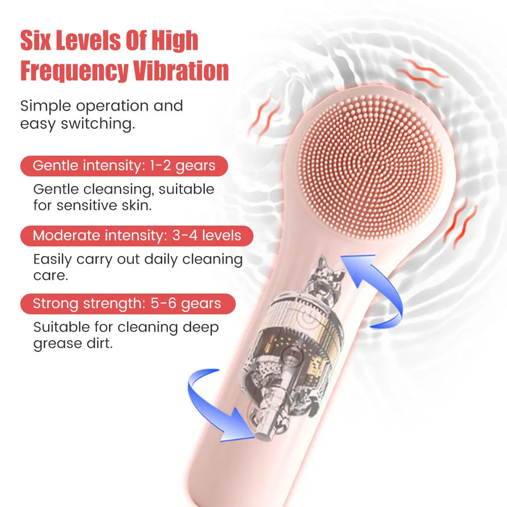 Ultrasonic Silicone Facial Cleansing Brush – Deep Pore & Blackhead Massager