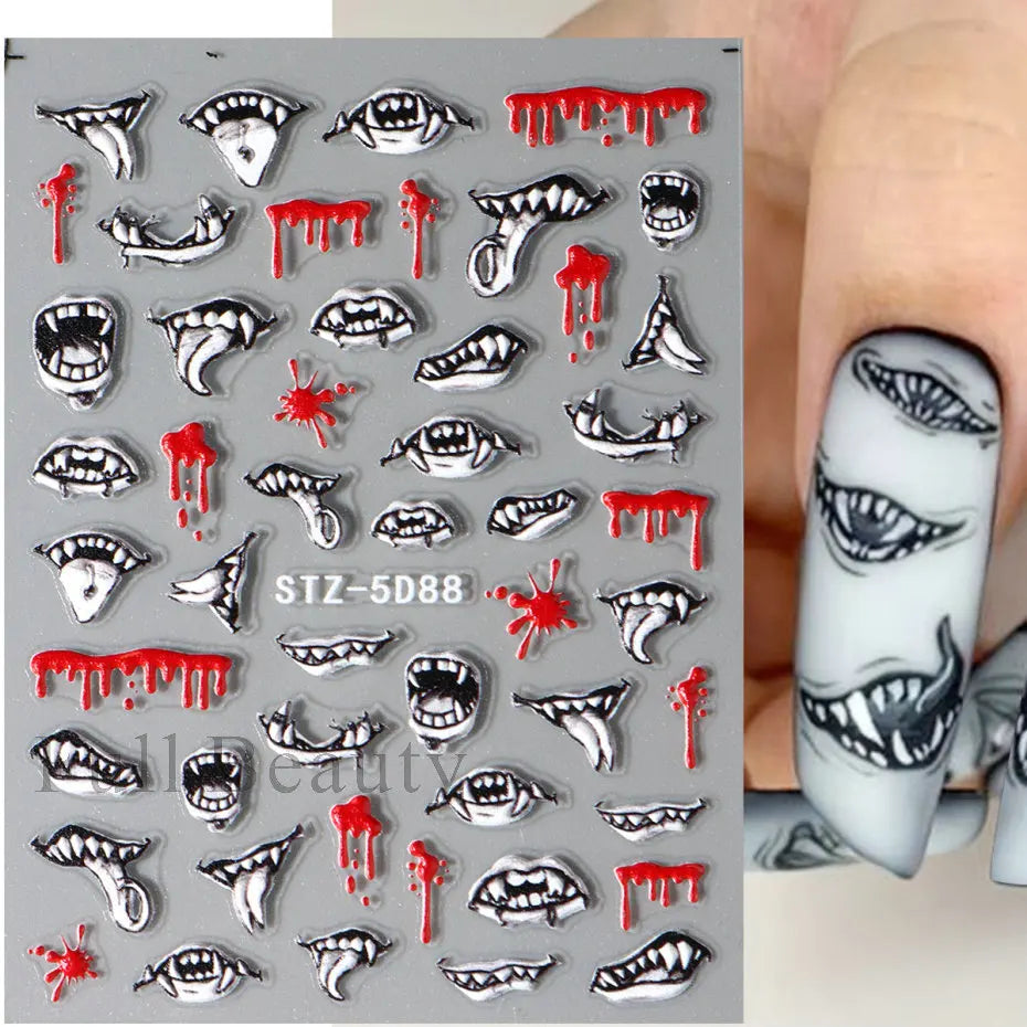 5D Crustacean & Insect Nail Art Stickers – Embossed Self-Adhesive Decals