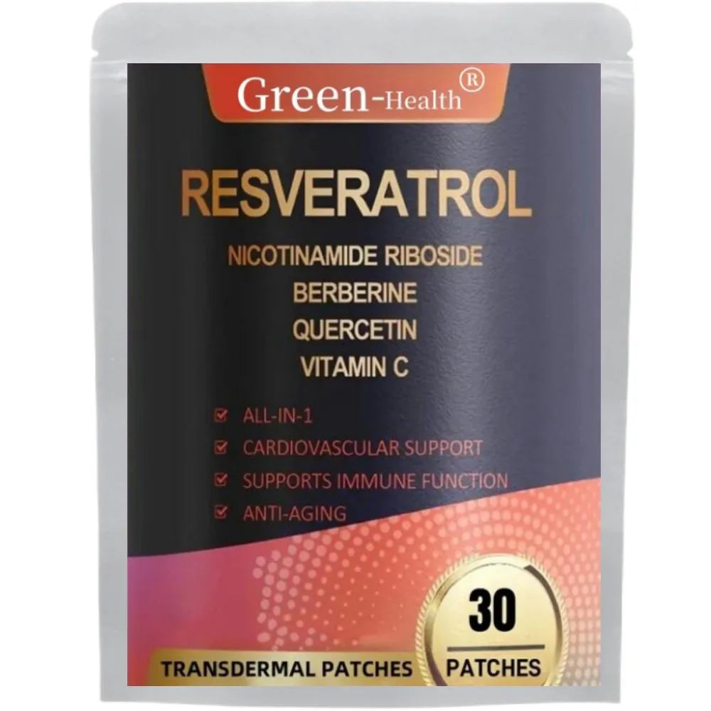 30 Patches Resveratrol Transdermal Patches With Berberine Quercetin Antioxidant Heart Support