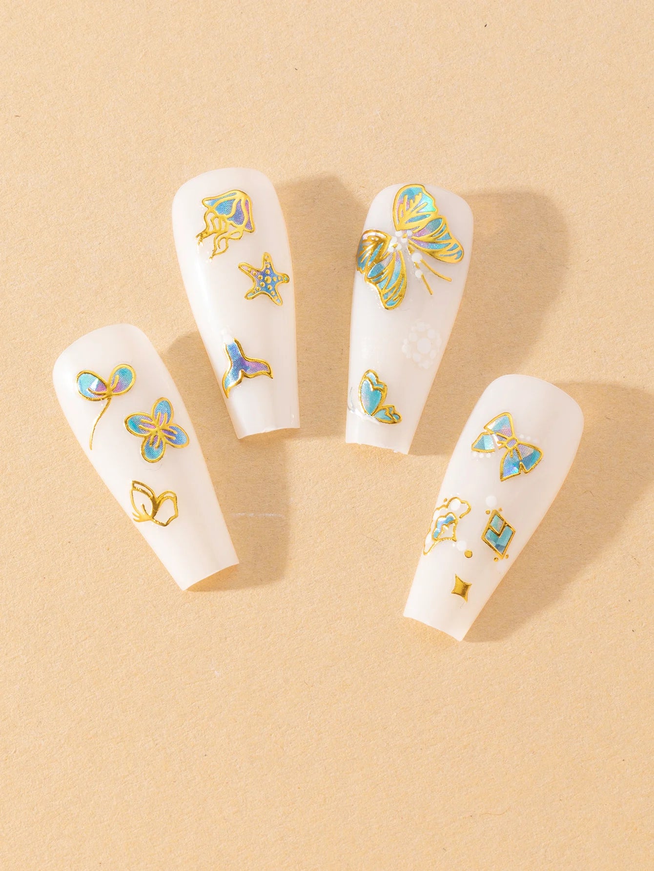 30-Pack 3D Gemstone Nail Stickers – Heart & Flower DIY Nail Decor
