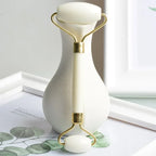 Double-Headed White Jade Facial Roller – Natural Stone Massage Tool