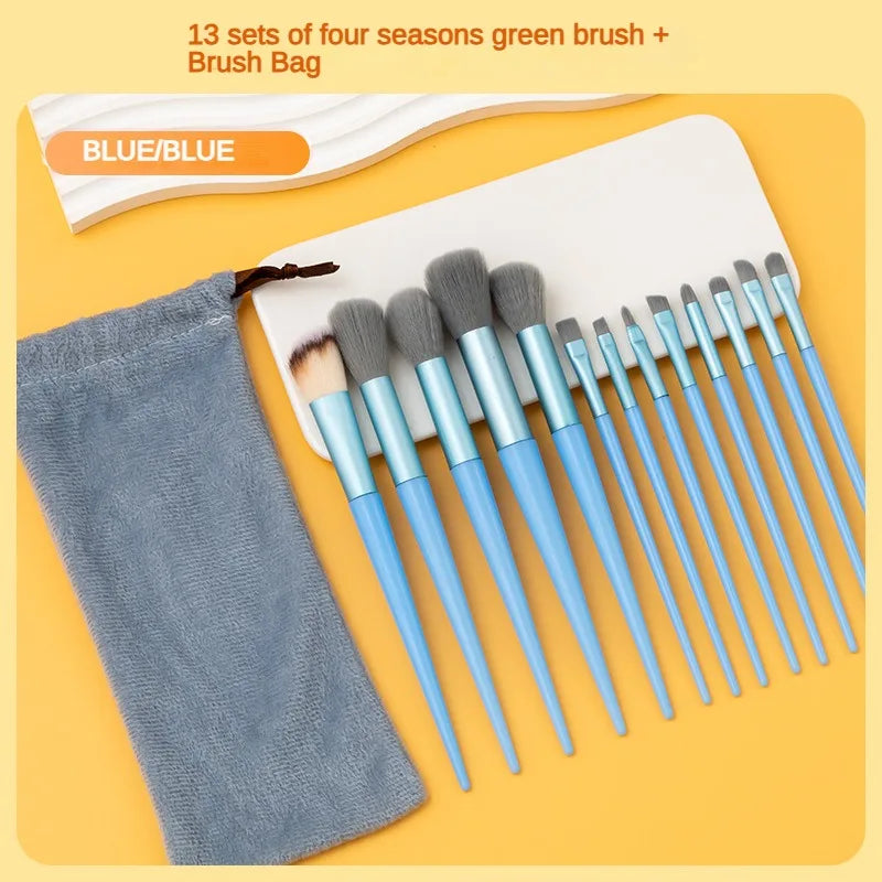 13PurpleFlower Holly Leaf Makeup Brush Set – Soft Hair Full Face Set with Powder, Highlight, Blush & Eyeshadow Brushes