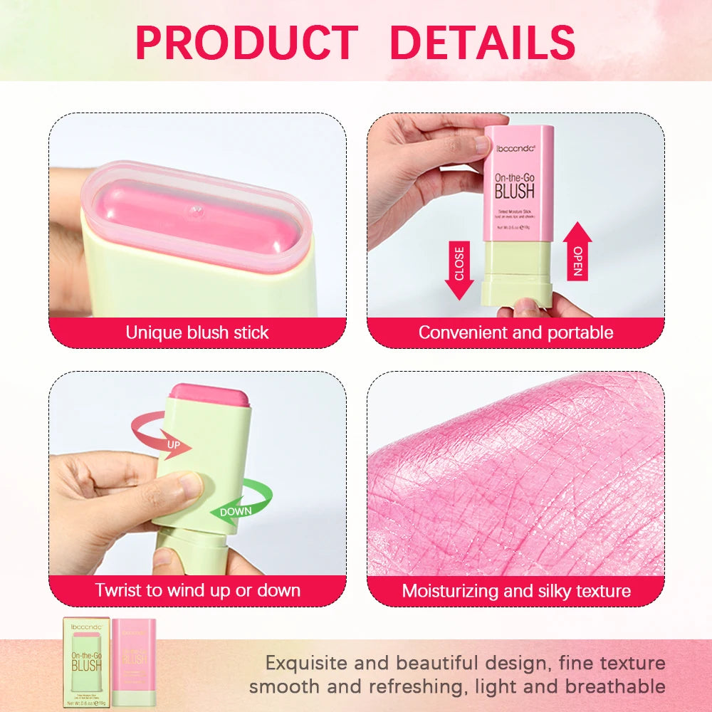 3-in-1 Tinted Moisture Blush Stick – Pink Cream Cheek, Lip & Eye Makeup Tube