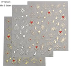 3-Pack 3D Nail Stickers – Gold, Silver & Rose Gold Laser Moon & Butterfly Decals