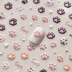 5D Jelly Cat Paw Nail Stickers – Pink Cartoon 3D Manicure Decals