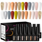 MEET ACROSS 12pcs Macaron Gel Nail Polish Set – UV Soak Off Manicure Kit