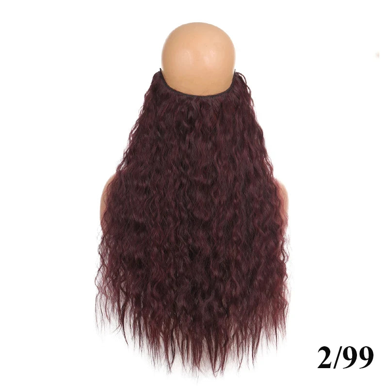 Fish Line Hair Extensions – Straight & Curly, 40/50/60cm, Daily Wear