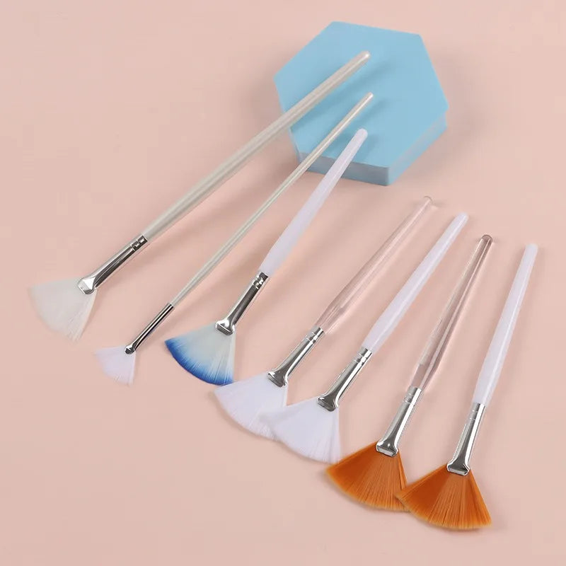 1/8pcs Fan Acid Facial Brush Set – Soft Portable Mask Brushes for Skin Care & Beauty Salon Use