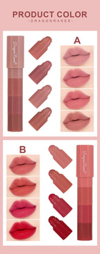 Mini 4-Color Matte Lipstick Pen – Moisturizing, Long-Lasting, Highly Pigmented