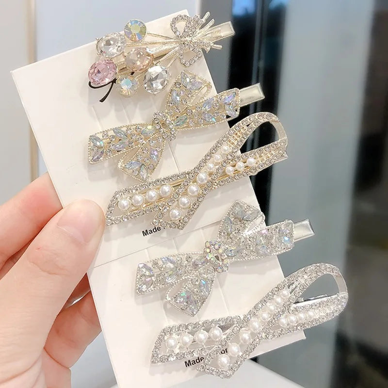5PCS Elegant Metal & Pearl Hair Clip Set – BB, Bangs, Chopped Hair Clips for Girls & Women