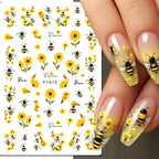 3D Butterfly & Flower Nail Art Stickers – Blue & Purple Decals for Manicure