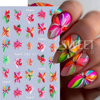 2PCS Hawaiian Floral Nail Stickers – DIY Spring/Summer Manicure Decals