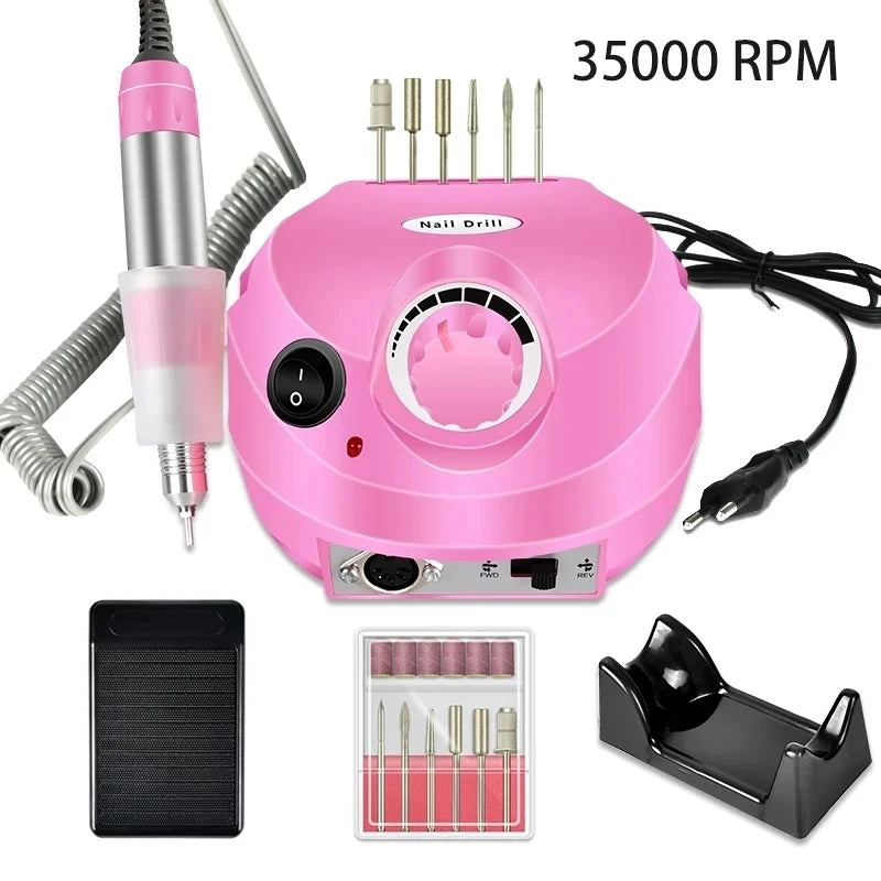 35,000RPM Professional Electric Nail Drill – Portable Manicure Machine & Nail Sander with Drill Bits and Files Kit
