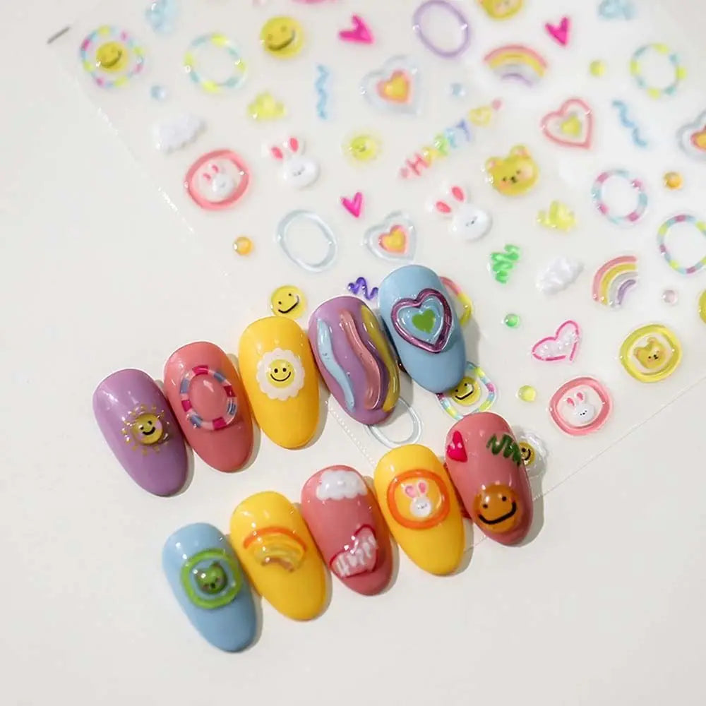 5D Cartoon Nail Art Stickers – Jelly Dessert Bear & Rabbit Decals