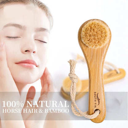 1Pc Facial Cleansing Brush – Soft Bamboo Hair Face Brush for Deep Cleaning, Gentle Massage & Portable Skincare