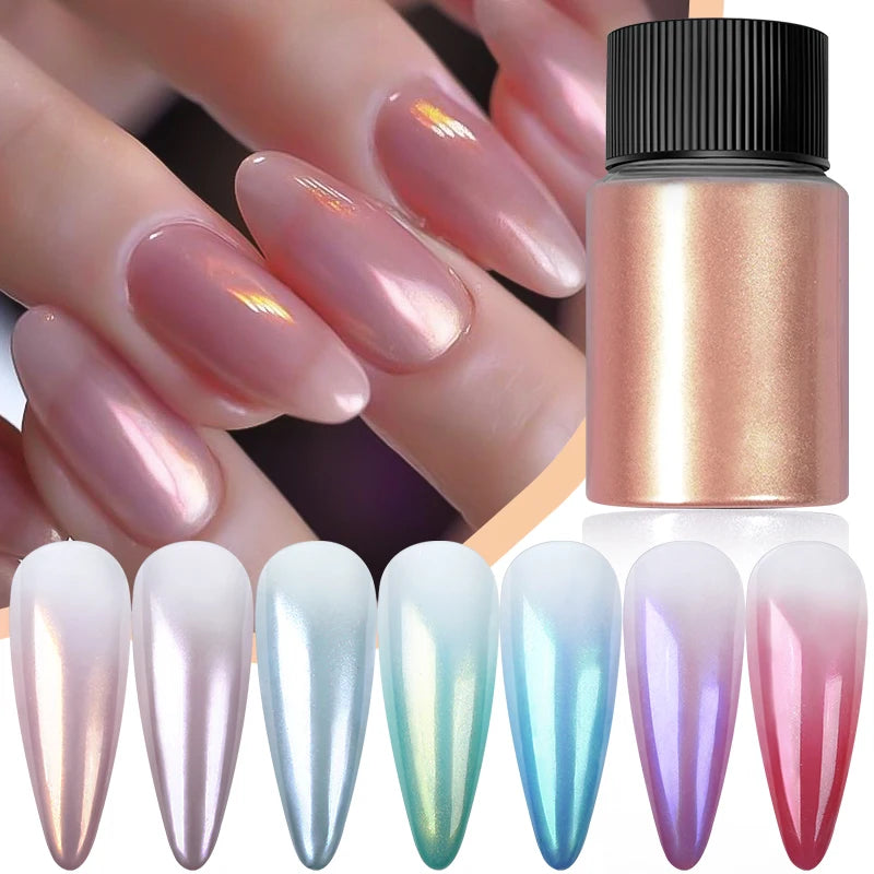 10g Gradient Pearl Nail Powder – Metallic Aurora Effect Glitter Dust for UV Gel Nail Art Decorations
