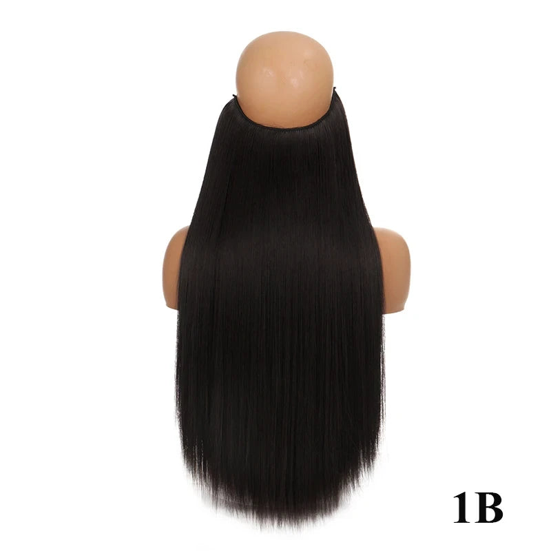Fish Line Hair Extensions – Straight & Curly, 40/50/60cm, Daily Wear