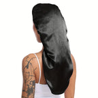 1pc Extra Large Silky Satin Sleep Bonnet for Straight Curly Hair, Dreadlocks, and Braids – Long Night Sleeping Cap