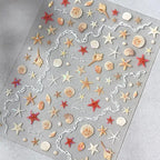 1 Sheet 5D Summer Seashell Nail Stickers – Starfish & Conch Decals