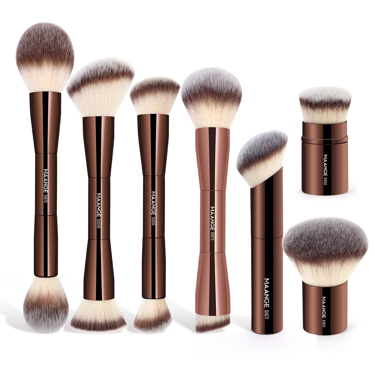 Double-Head Makeup Brush – Soft Fiber Brush for Foundation, Powder, Concealer, Blush & Bronzer Application
