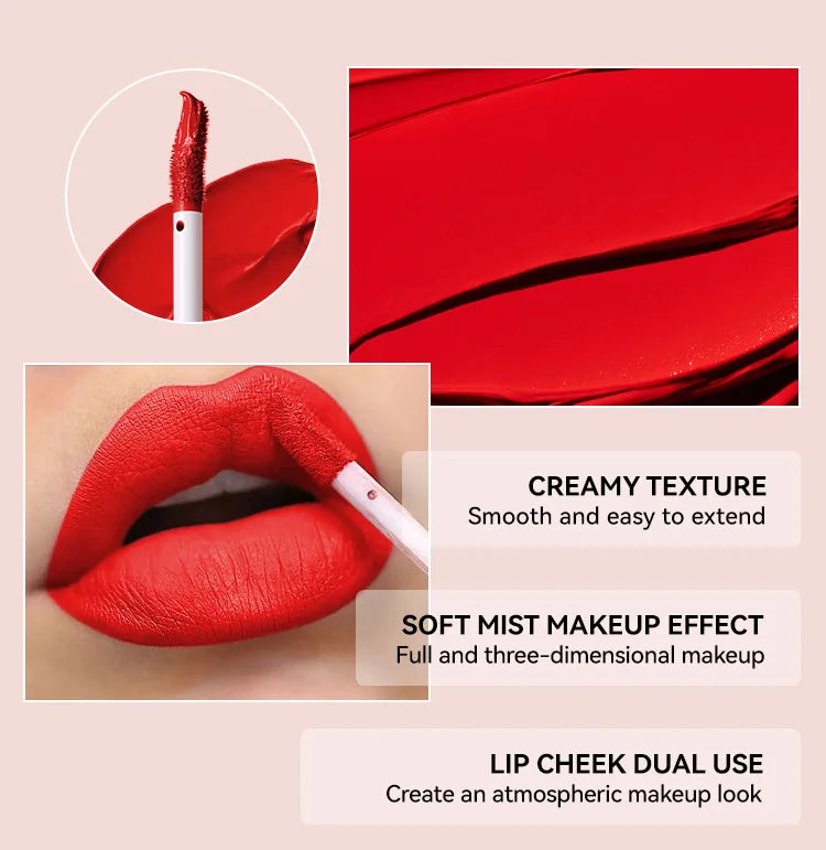 MLSMILE 6-Color Velvet Matte Lip Glaze – Waterproof, Long-Lasting, Non-Stick Lip Tint