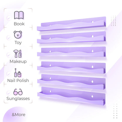 Light Pink Acrylic Nail Polish Wall Rack – 6 Pack Organizer Shelf Set